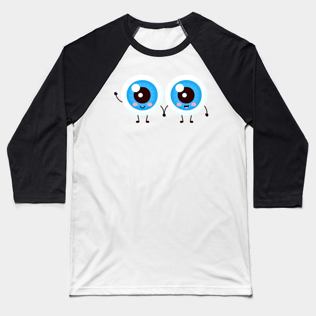 eye balls cute Baseball T-Shirt by Mako Design 